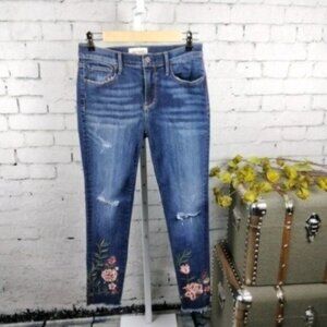 Driftwood Distressed Floral Jackie Skinny Jeans Blue Size 27